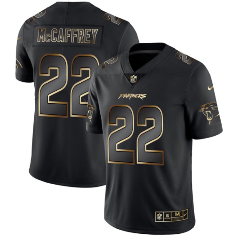 Men's Carolina Panthers #22 Christian McCaffrey 2019 Black Gold Edition Stitched NFL Jersey